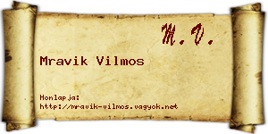Mravik Vilmos névjegykártya